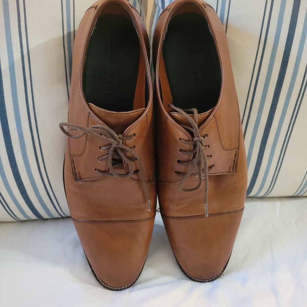 Cole Haan Mens Lenox Hill British Tan Cap Toe Lace Up Dress Oxfords Size 10.5 M - Picture 4 of 11
